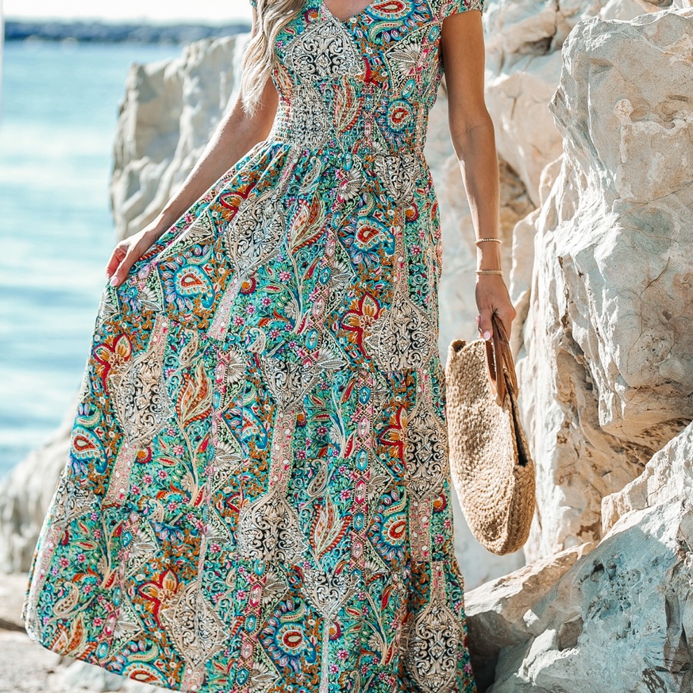 NWOT Vibrant Paisley Maxi Dress